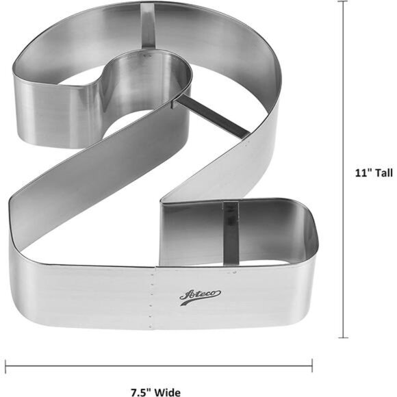 Ateco Extra Large Number Cake Mold and Cutter, 2, 11-inches Tall, Silver - Picture 2 of 7